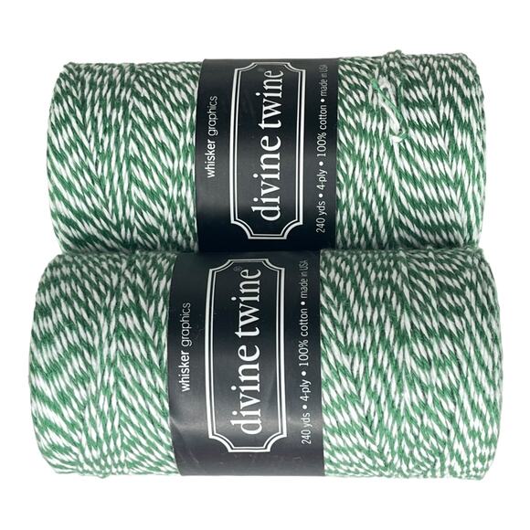 NEW Pack (2)  Bakers Twine 100% Cotton 240 Yards, 4 PLY Green White Stripe NWT - Picture 3 of 5